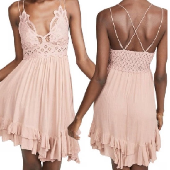 Free People Dresses & Skirts - NWT Free People Adella Slip Dress Women's Size Small/SP Rose Pink Lace